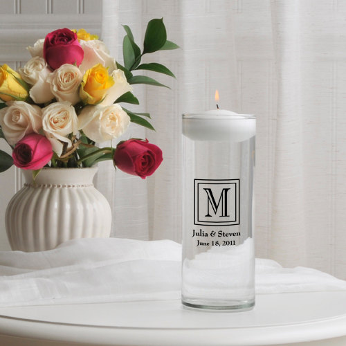 Hochzeit - Personalized Floating Unity Candle Pillar with Floating Candle Included