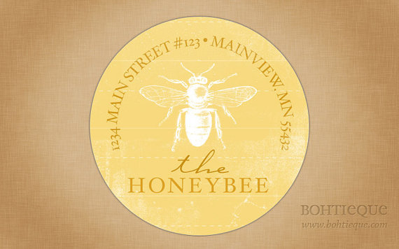 Свадьба - Custom Return Address Labels, Self-Adhesive: Distressed Bee