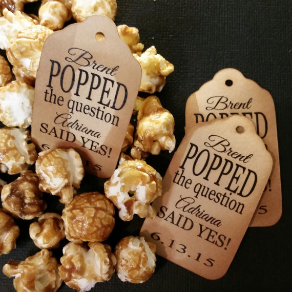 Hochzeit - Popped The Question MEDIUM Personalized Wedding Engagement  Shower Favor Tag choose your amount