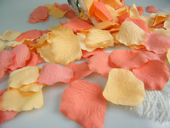Wedding - Coral & Peach Artificial Rose Petals 