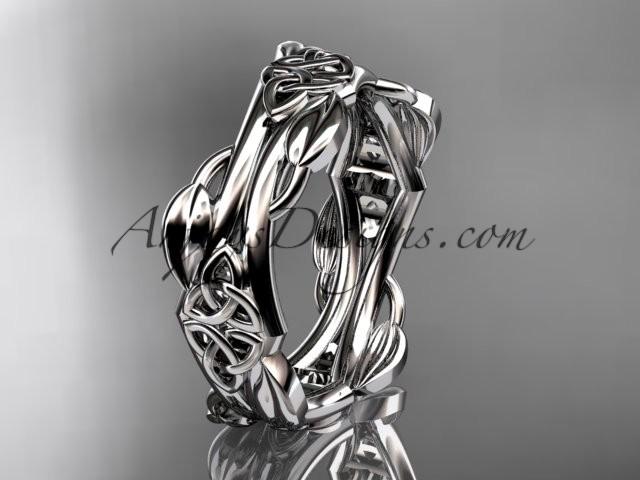 Hochzeit - 14kt white gold diamond celtic trinity knot wedding band, engagement ring CT7354G