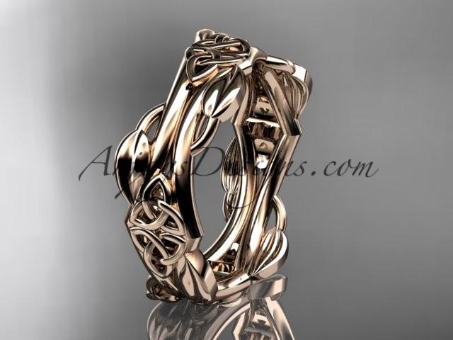 Mariage - 14kt rose gold diamond celtic trinity knot wedding band, engagement ring CT7354G