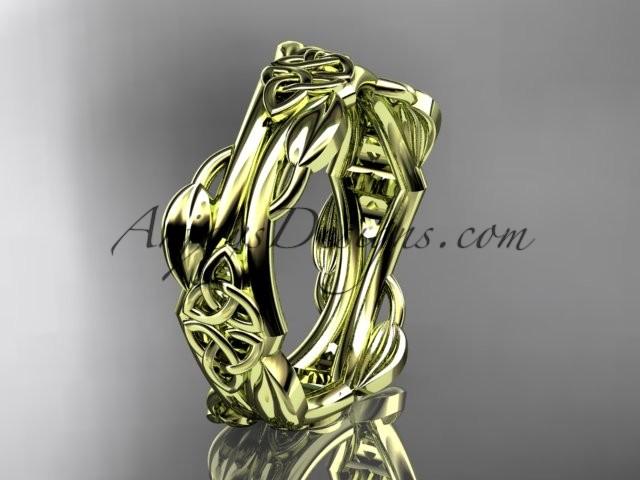 Свадьба - 14kt yellow gold diamond celtic trinity knot wedding band, engagement ring CT7354G