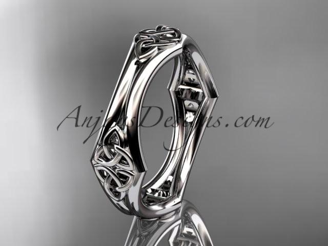 Wedding - 14kt white gold diamond celtic trinity knot wedding band, engagement ring CT7356G