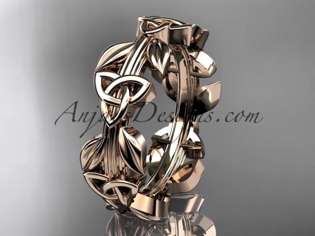 زفاف - 14kt rose gold diamond celtic trinity knot wedding band, engagement ring CT7316B
