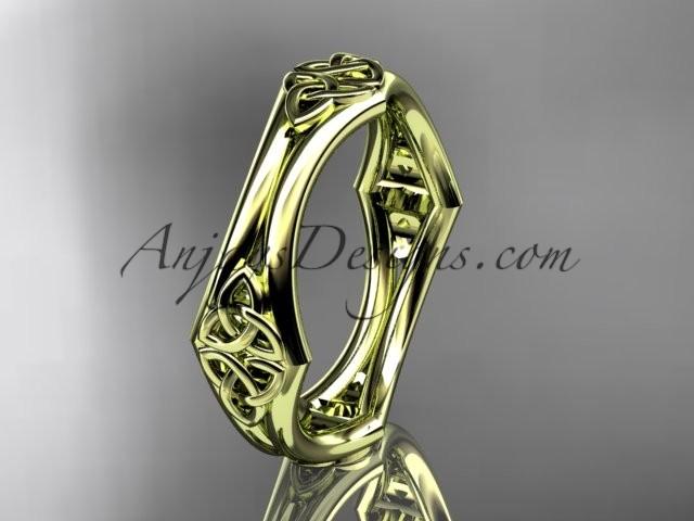 زفاف - 14kt yellow gold diamond celtic trinity knot wedding band, engagement ring CT7356G