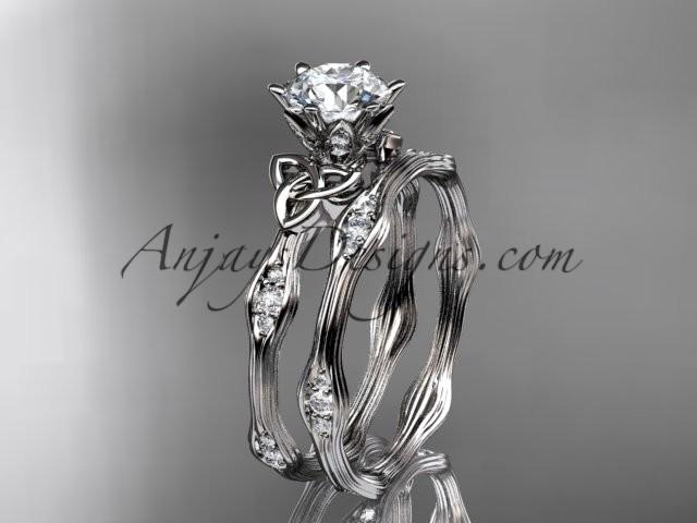 Свадьба - 14kt white gold diamond celtic trinity knot wedding ring, engagement set CT7132S