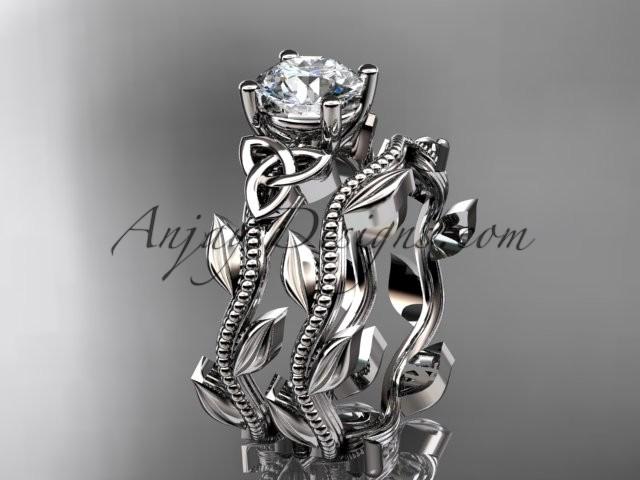 Wedding - platinum diamond celtic trinity knot wedding ring, engagement set CT7238S