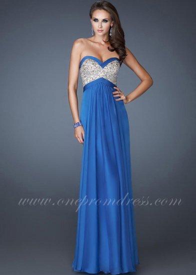 Mariage - La Femme 18733 Sapphire Blue Long Back Cut Out Prom Dress Cheap