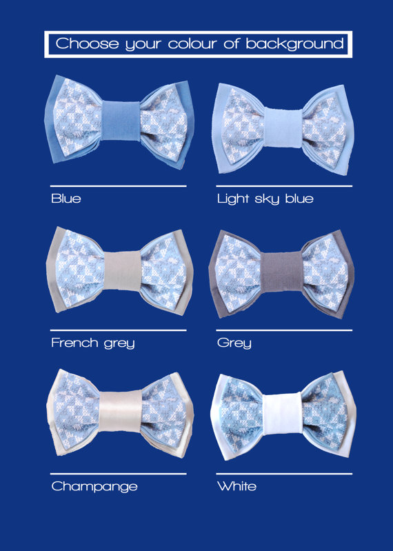 Mariage - Choose your colour of background Embroidered blue light sky blue Grey French grey White or Champagne bow tie Groomsman bowtie Father's day