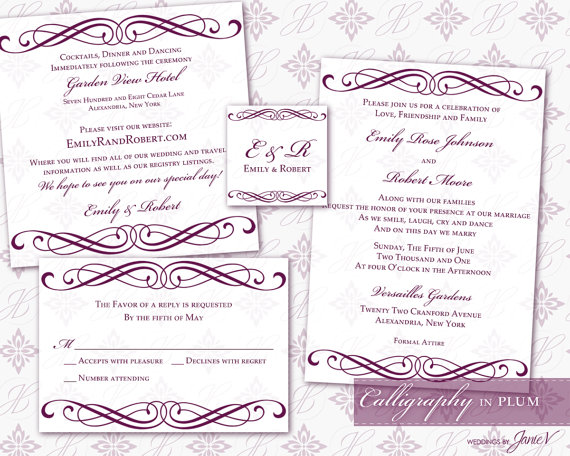 Mariage - DIY Printable Wedding Invitation Template Set 