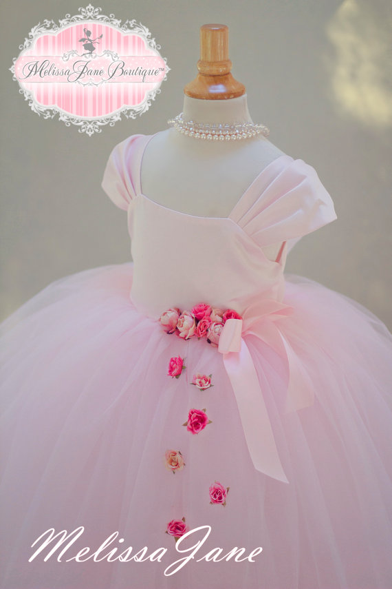Свадьба - Floating Princess Pink Flower Girl Dress