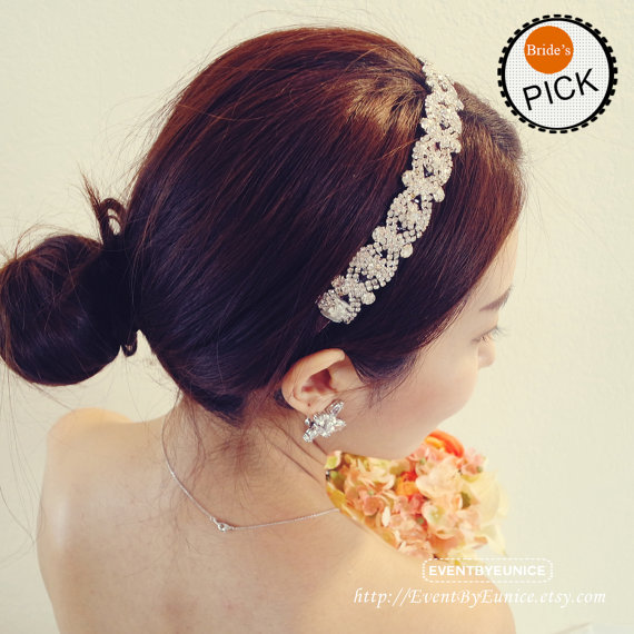 Hochzeit - Bridal Headpiece, wedding headpiece, bridal headband, wedding headband with comb, Prom, Prom Headband, Prom Headpiece CAMILA