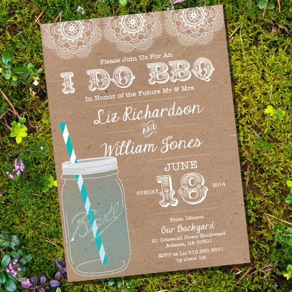 Свадьба - Shabby Chic I Do BBQ lnvitation Invitation - Engagement Party Invitation - Instantly Downloadable and Editable File - Print at Home!
