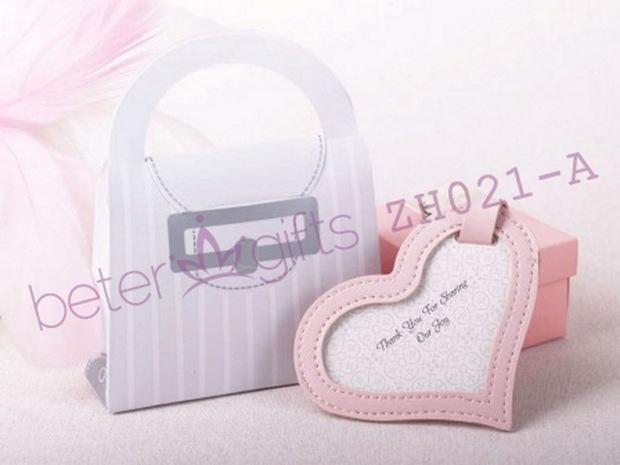 Hochzeit - 满月生日派对礼品ZH021婚礼用品 粉色心形行李牌 新娘回赠礼物