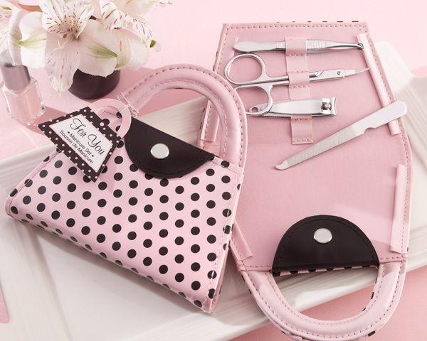 زفاف - Pink Polka Purse' Manicure Set