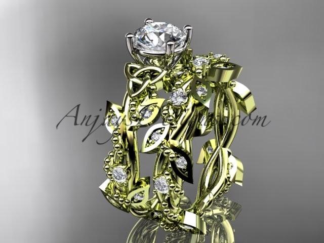 زفاف - 14kt yellow gold celtic trinity knot engagement set, wedding ring CT759S