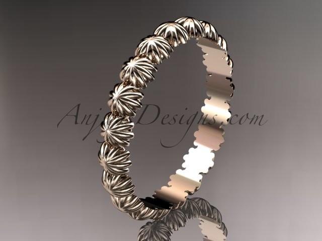 Свадьба - 14k rose gold diamond flower wedding ring, engagement ring, wedding band ADLR42
