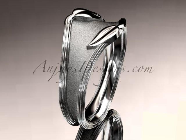 Mariage - Platinum leaf and vine wedding ring, engagement ring, wedding band ADLR60