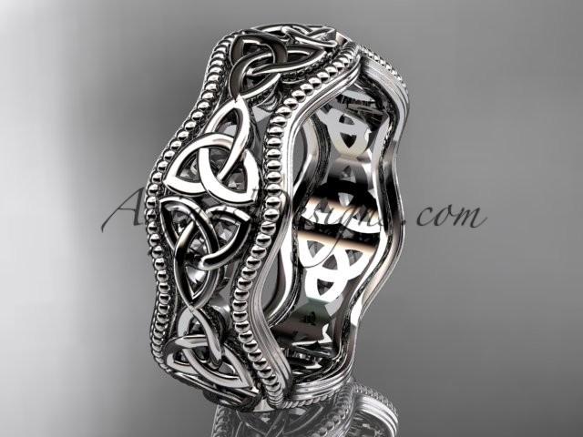 زفاف - 14kt white gold celtic trinity knot engagement ring, wedding band CT750B