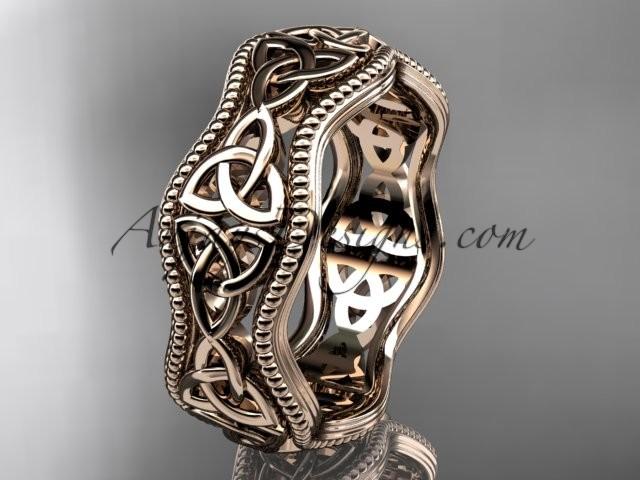 Hochzeit - 14kt rose gold celtic trinity knot engagement ring, wedding band CT750B