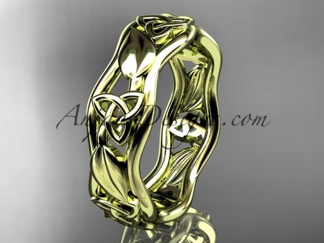 زفاف - 14kt yellow gold celtic trinity knot engagement ring, wedding band CT7105B