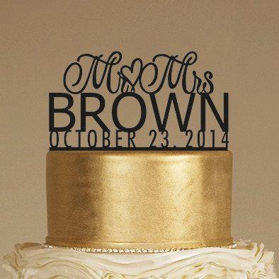 Hochzeit - Custom Wedding Cake Topper - Personalized Monogram Cake Topper - Mr And Mrs - Cake Decor - Bride And Groom