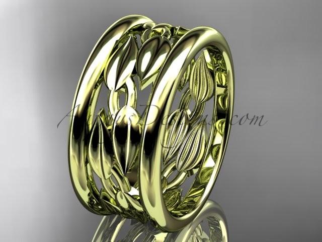 زفاف - 14kt yellow gold leaf and vine wedding ring,engagement ring,wedding band ADLR293