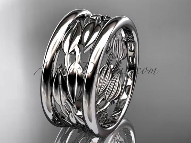 Wedding - 14kt white gold leaf and vine wedding ring,engagement ring,wedding band ADLR293