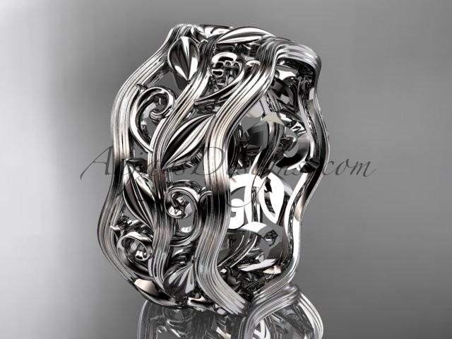 Mariage - Platinum leaf and vine wedding ring,engagement ring, wedding band ADLR263