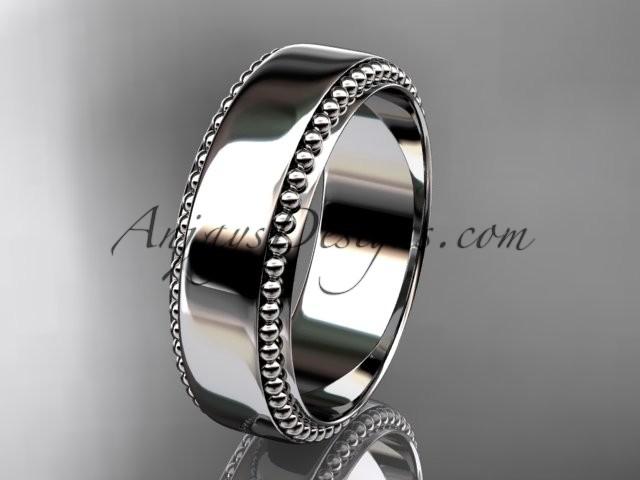 زفاف - 14kt white gold leaf and vine wedding band, engagement ring ADLR380G