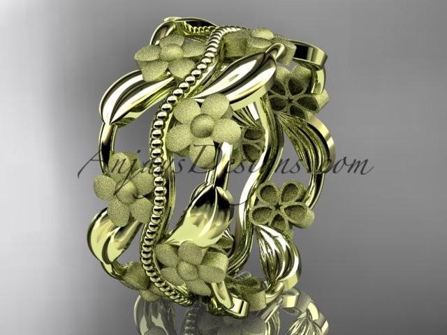 Свадьба - 14kt yellow gold leaf and vine wedding band, engagement ring ADLR188G