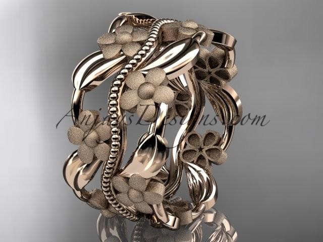 زفاف - 14kt rose gold leaf and vine wedding band, engagement ring ADLR188G