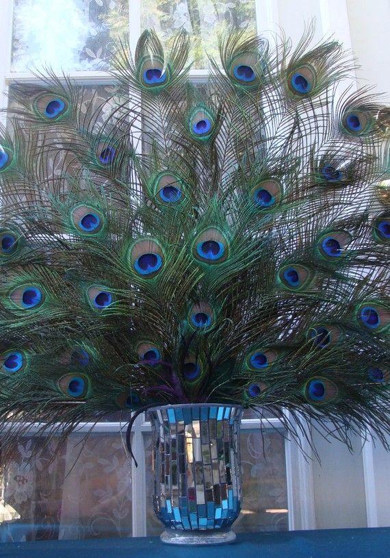 Wedding - Peacock Elegance Centerpiece - CUSTOM CREATED For YOU
