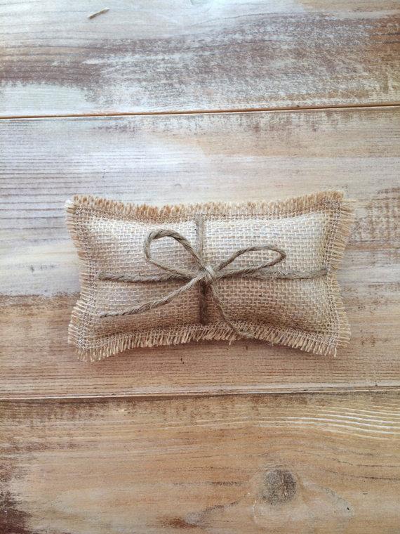 Wedding - Burlap Ring Bearer Pillow With Jute Twine-Rectangle Shape- 2 Sizes Available- Wedding Ceremony-Rustic/Shabby Chic-Minimalist/Natural