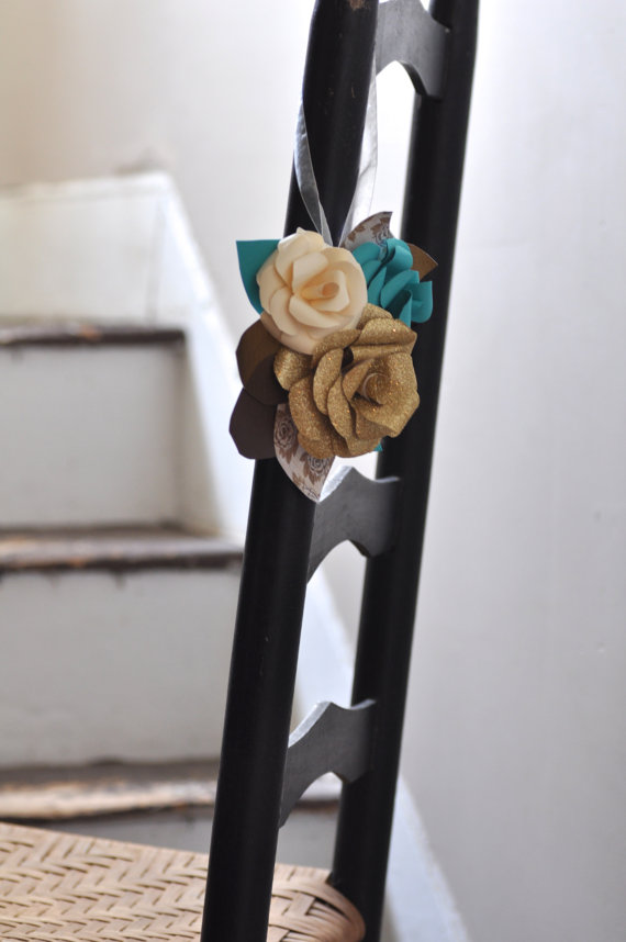 Свадьба - Wedding Paper Flowers-Chair Hangers- Wedding Chair Decorations