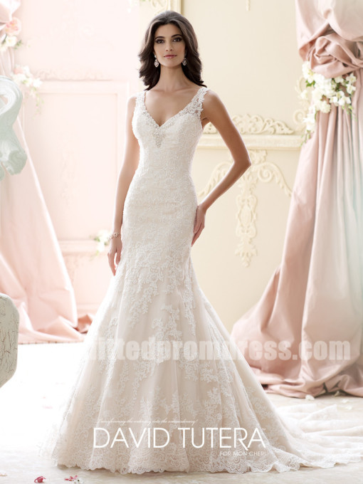 زفاف - David Tutera for Mon Cheri Style Murron 215266 Sleeveless Wedding Dresses