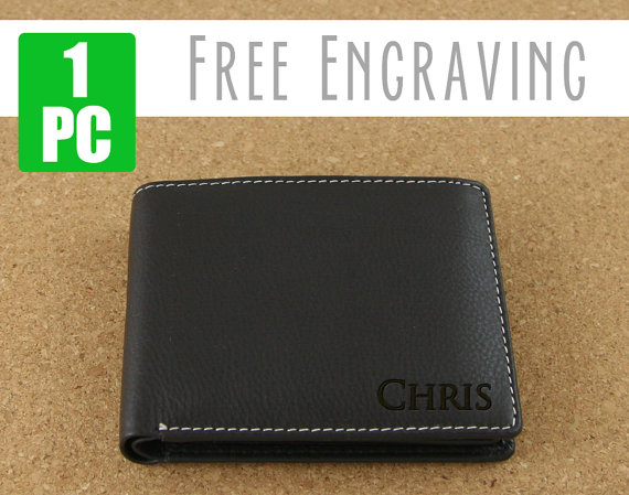 Mariage - PERSONALIZED Custom Engraved Genuine Dark Brown Leather Bifold Wallet - Engraved Wallet, Gifts for Dad, Monogram Wallet, Groomsmen Gifts