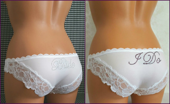 زفاف - Bridal panties: White Cheekini Bride - Customized Bridal Panties