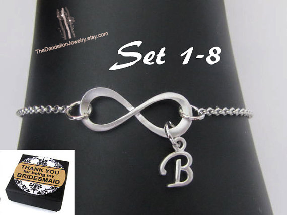Wedding - SALE 10% OFF: Bridesmaid Gift Bracelet Infinity Personalized Bracelets Personalized Jewelry Bridal Bracelet Wedding Jewelry Chain Bracelet