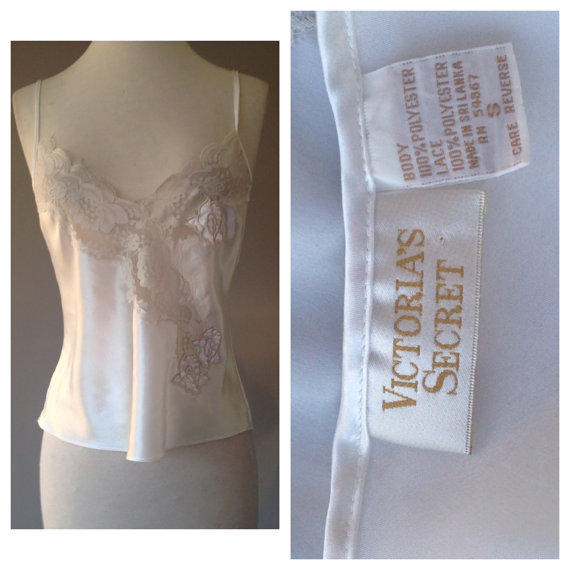 زفاف - S / Satin Camisole Top / Vintage Victoria's Secret Lingerie / Size Small / FREE Shipping