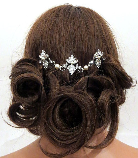 Свадьба - Vintage Bridal headpiece, Swarovski Wedding headpiece, Vintage hair comb, Swarovski crystal headband, Antique Silver headpiece