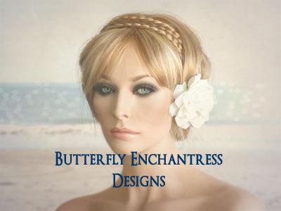 Mariage - Bridal White Hair Flower, Wedding Hair Accessories, Flower Hair Clip - Tahitian Gardenia - Rhinestone Center