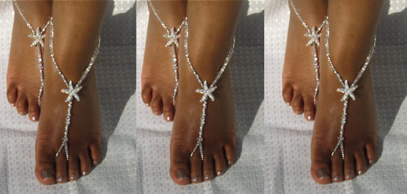 Mariage - 3 Pairs Beach Wedding Barefoot Sandals Foot Jewelry Anklet Destination Wedding Bridal AccessorieS Bridesmaids Gift