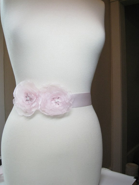 Mariage - Swarovski Crystal Beaded Bridal Sash Pink or Custom Color,Custom Bridal Belts,Bridesmaid Sashes, Floral Sashes Belts,Pearl Wedding Sashes,