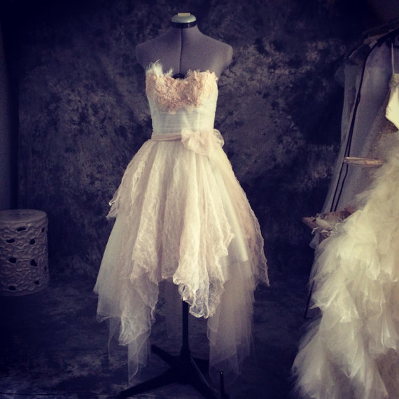 زفاف - Betty-Perfect vintage fairy wedding dress-lace and tulle short wedding dress
