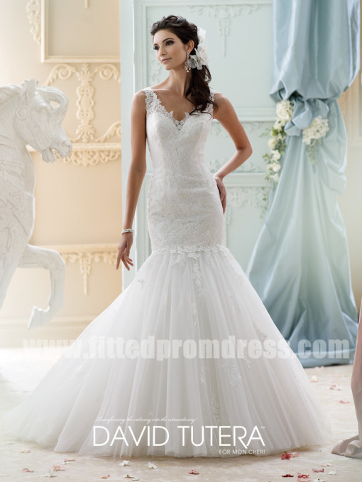 Wedding - David Tutera for Mon Cheri Style Myriamme 215280 Tulle Mermaid Wedding Dresses