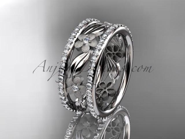 زفاف - Platinum diamond flower wedding ring, engagement ring ADLR233