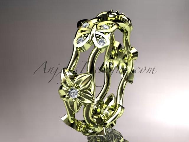زفاف - 14kt yellow gold diamond floral butterfly wedding ring,engagement ring,wedding band ADLR153.nature inspired jewelry