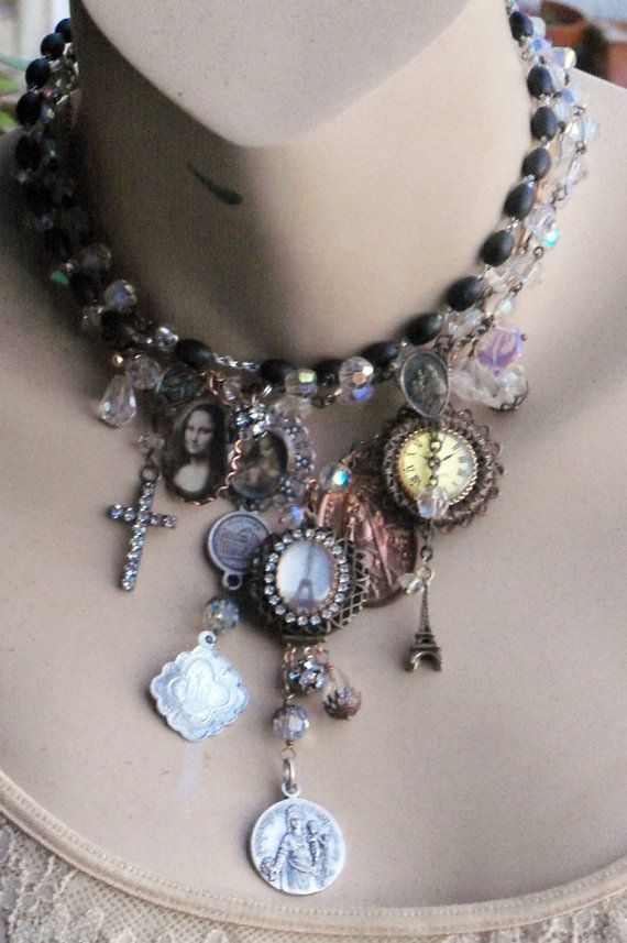 زفاف - My Cheri Amour Antique Rosary Paris Theme Necklace Vintage French
